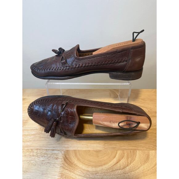 Zelli Made in Italy Brown Leather Slip On Loafers w Tassels Size 8.5 M JL - Picture 1 of 16